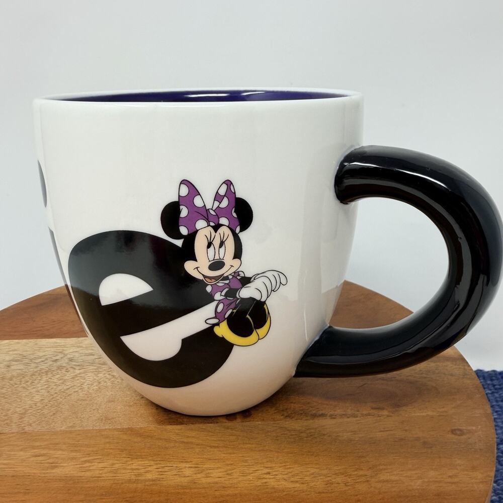 Disney Parks Minnie Mouse Jumbo Mug 20 oz Authentic White Black Purple